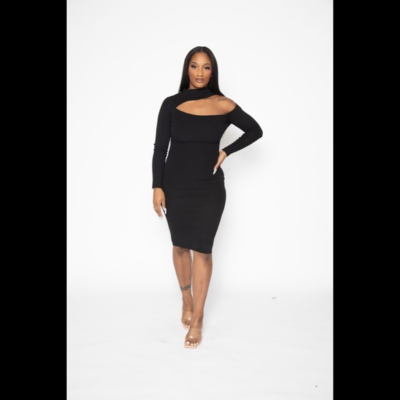 Black long sleeve midi dress - Picture 8 of 13